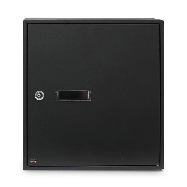 Amig 12372 - Innentür-Briefkasten Modell 6, aus Stahl, Farbe Schwarz, Masse 40 x 36 x 10 cm, DIN-A4-