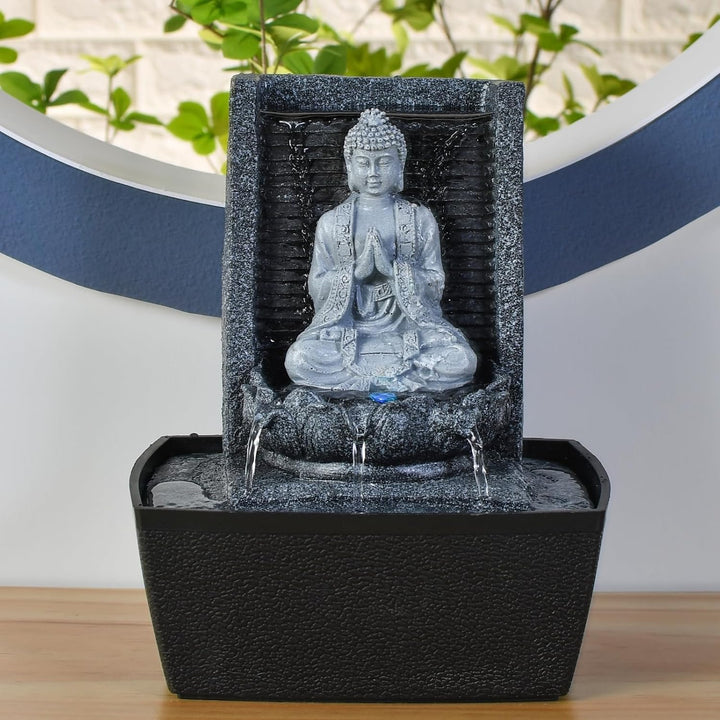 Zen Light scfrb1 Zimmerbrunnen Mauer Buddha Gebet Dunkelgrau/Schwarz 20 x 15 x