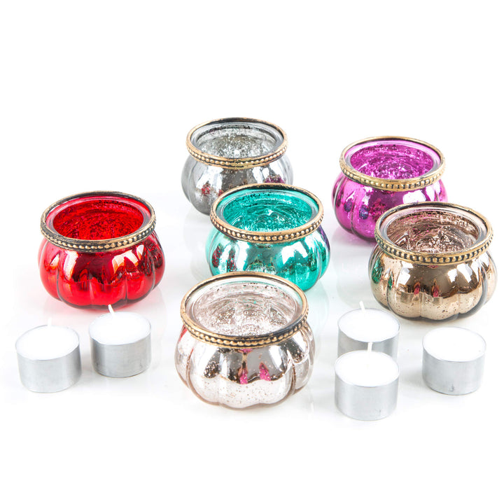 Logbuch-Verlag 6 Bunte Teelichter Teelichtgläser Glas kleines Geschenk Tischdeko Hochzeit Geburtstag