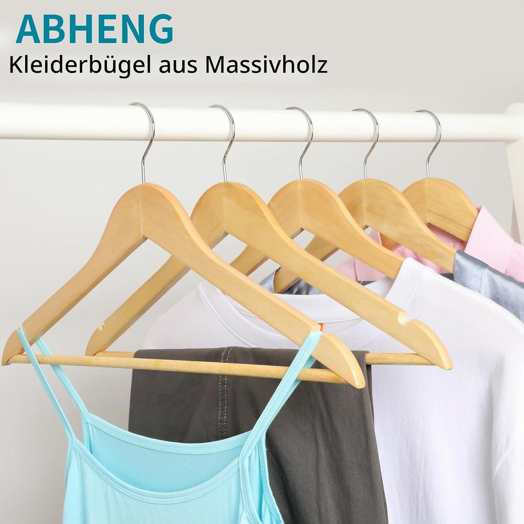 ABHENG 30 Stück Kleiderbügel aus Holz, 360° drehbarer Haken, Anzugshänger mit rutschfesten Kerben, K