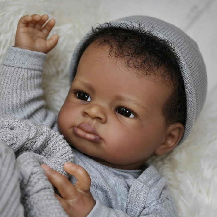 Zero pam 50 cm Reborn Baby Puppe Schwarze,Reborn Baby Junge Vollsilikon Lebensecht Anatomisch Korrek