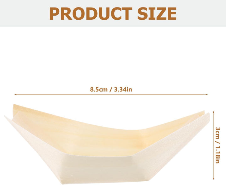 Amosfun 100 StüCk Kiefernholz Schiffchen Snackschalen Klein 8.5X6X3Cm Einweg Fingerfood Schalen FüR