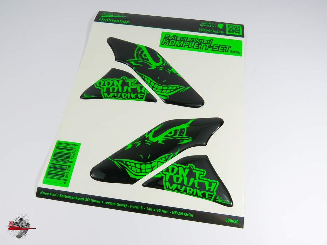 Tankpad Seitentank böse Augen neon grün kompatibel für Kawasaki 800630
