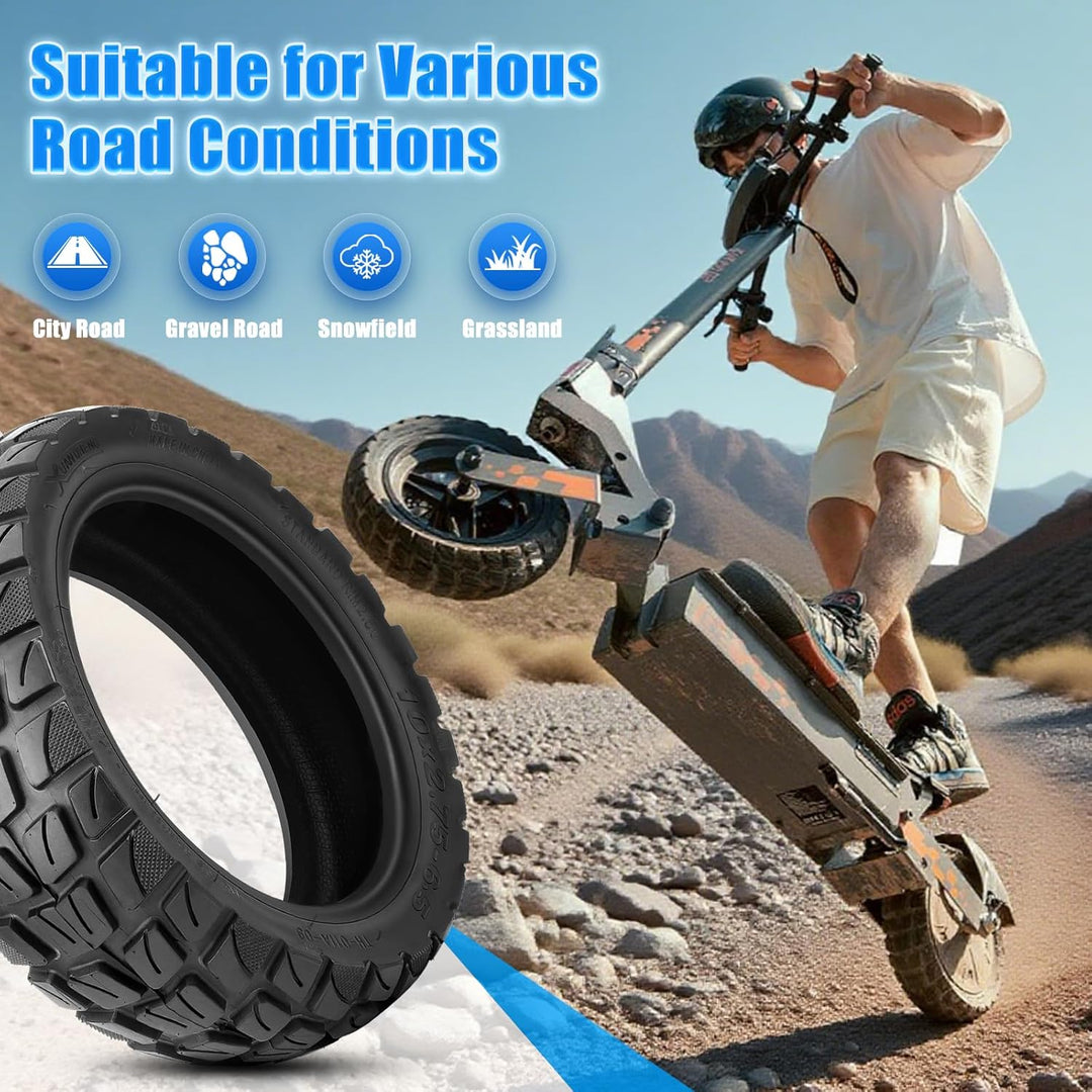 10x2.75-6.5 Tubeless Reifen, Off-road Vakuumreifen mit Ventil,10 Zoll E Scooter Ersatzreifen mit Ver