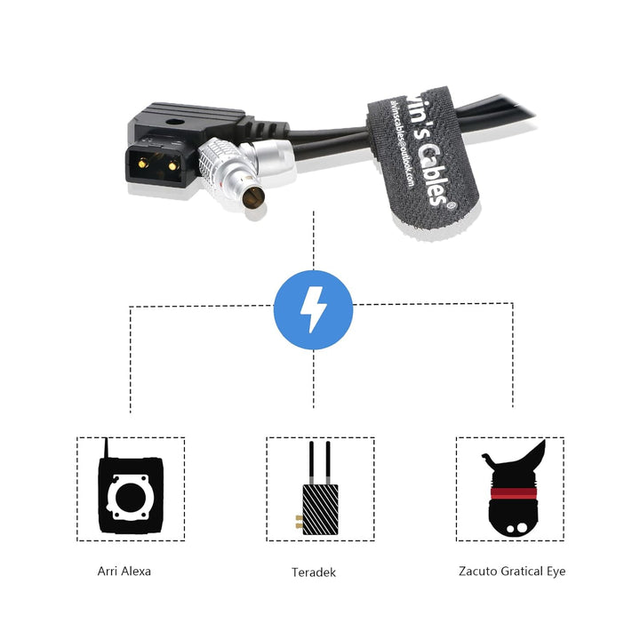 Alvin's Cables 2 Pin Stecker Rechtwinklig zu D-Tap Coiled Stromkabel für Anton Bauer Teradek Spiralk