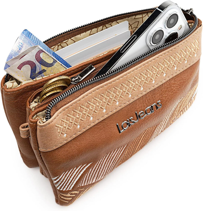 Lois - Clutch - Elegante Handgelenktasche Damen, Portemonnaie Damen & Handtasche Damen 310719 Braun,