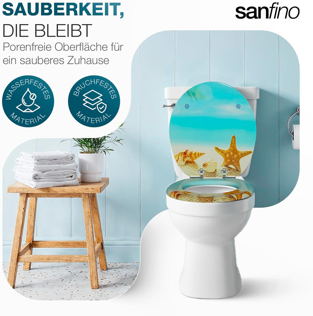 SANFINO® Premium WC Sitz mit Absenkautomatik – hochwertige Toilettendeckel aus Holz, viele bunte Mot