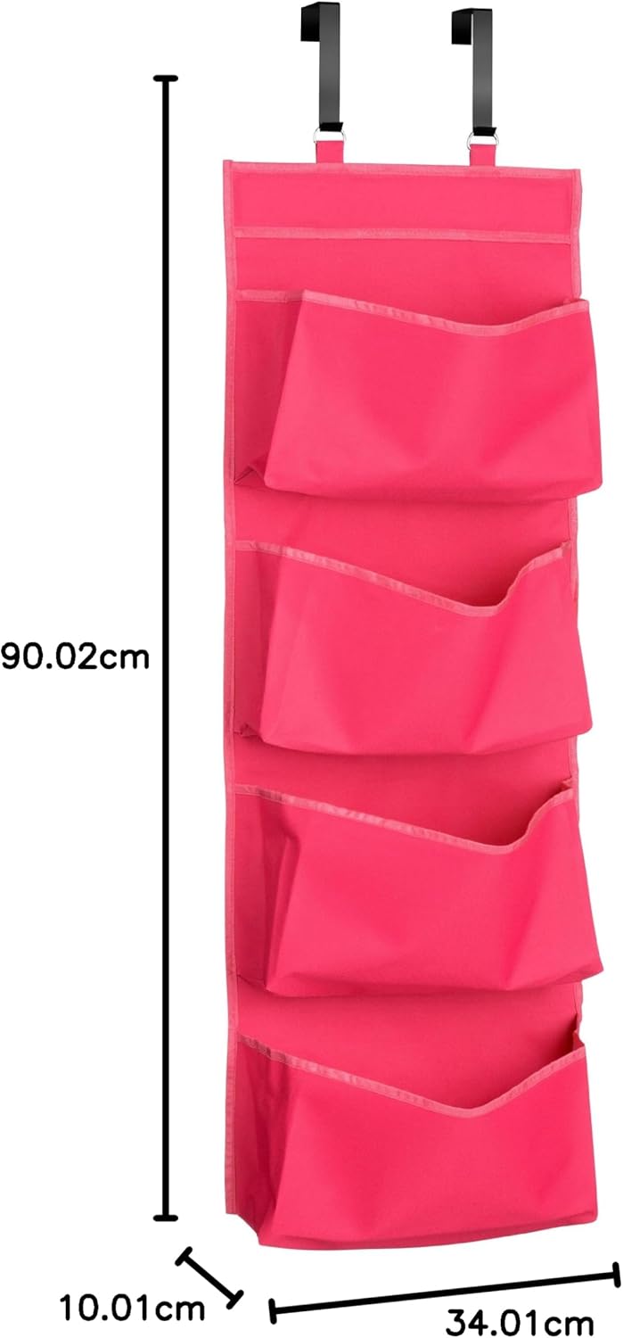 Premier Housewares 4 Tvaschen Über Tür Hot Pink 4 Tier Hanging Organizer, Polyester, Rosa, 10x34x90,
