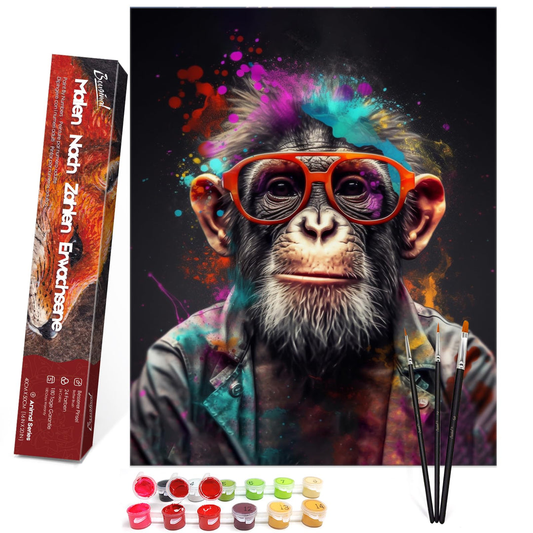 Bougimal Malen Nach Zahlen Erwachsene Tiere Ohen Rahmen inklusive Pinsel und Acrylfarben - 40 x 50 c