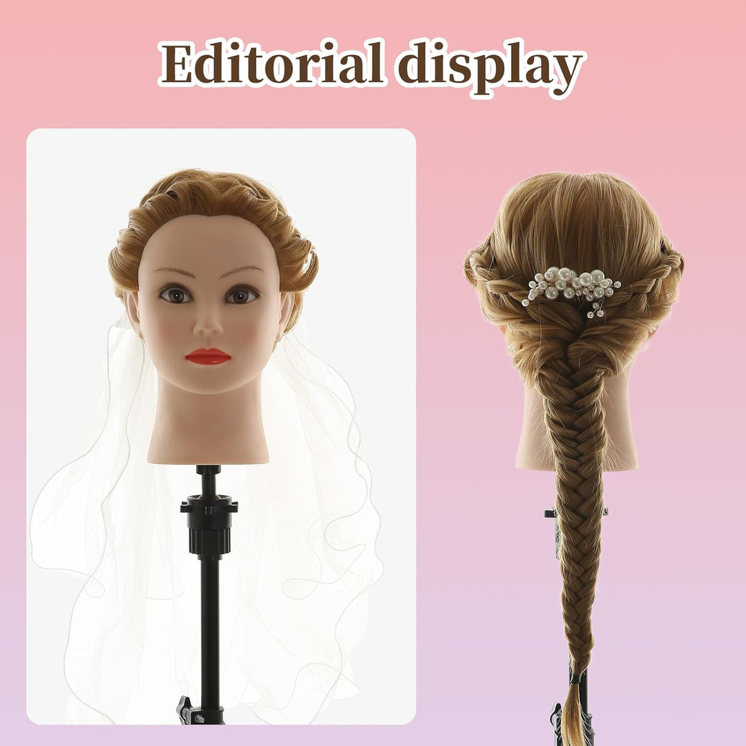 Frisierkopf 100% Synthetisches Haar übungskopf Friseur 26” Trainingsköpfe Puppenkopf Friseur Kopf Mi