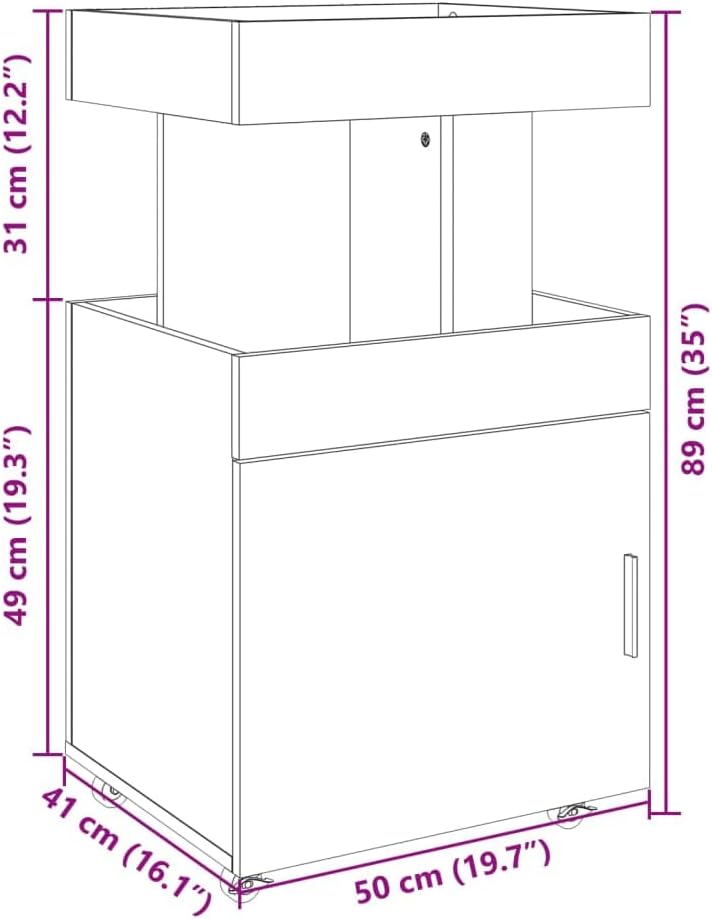 vidaXL Barwagen Betongrau 50x41x89 cm Holzwerkstoff, Betongrau