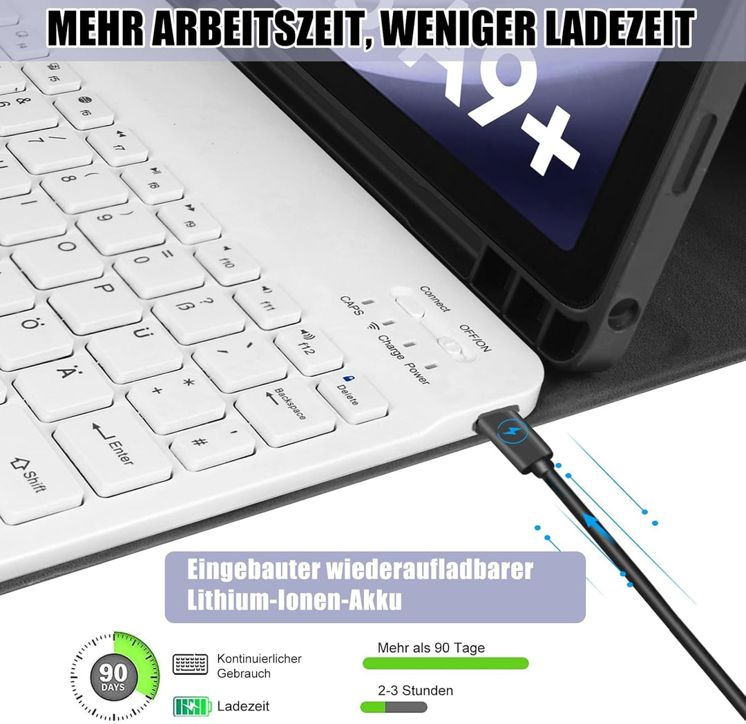 Zabatoco Tastatur Hülle für Samsung Galaxy Tab А9 Plus 2023 11 Zoll [QWERTZ Deutsches], Abnehmbar Ta