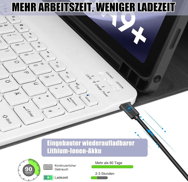 Zabatoco Tastatur Hülle für Samsung Galaxy Tab А9 Plus 2023 11 Zoll [QWERTZ Deutsches], Abnehmbar Ta