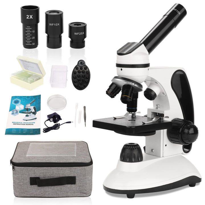 Mikroskop für Kinder mit Objektträger Set, Dual-LED-Beleuchtung,Professionelle Microscope für Schull