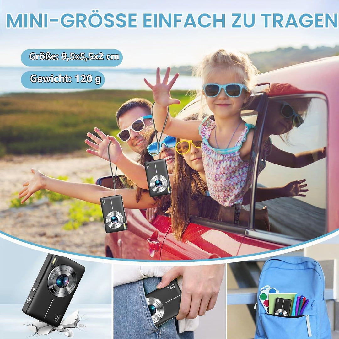 Digitalkamera Fotoapparat 1080P 44MP Fotokamera mit 16X Digitalzoom Tragbare Kompaktkamera Vlogging