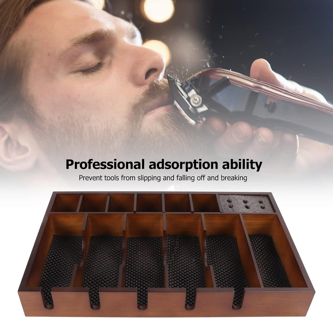 KAKAKE Friseur-Tablett-Organizer, platzsparender grossflächiger Friseur-Clipper-Halter aus Holz für