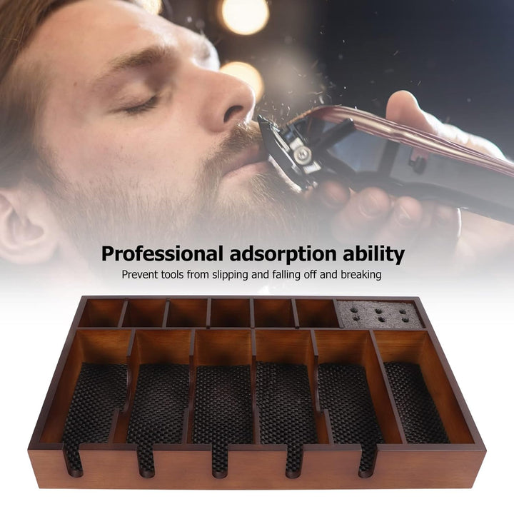 KAKAKE Friseur-Tablett-Organizer, platzsparender grossflächiger Friseur-Clipper-Halter aus Holz für