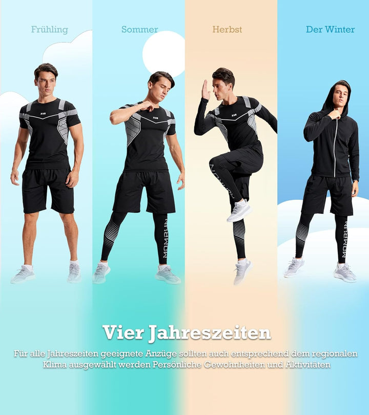 5pcs Trainingsanzug Herren Activewear Laufshirt Schwitzanzug Sportbekleidung Schwitzanzug Kompressio