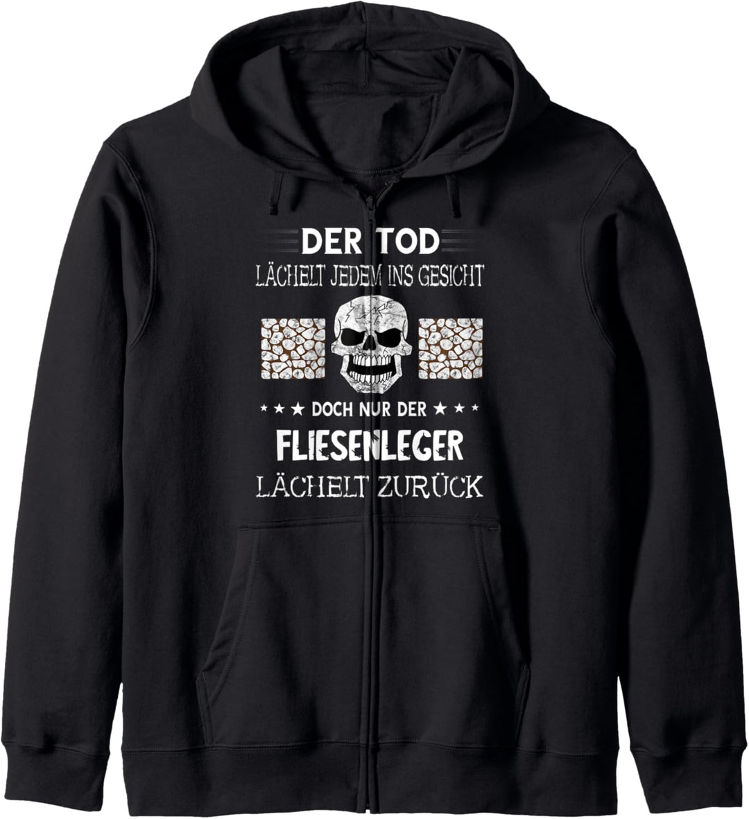 Fliesenleger Totenkopf Fliesenlegen Bodenleger Spruch Kapuzenjacke