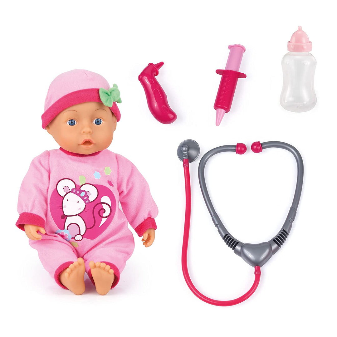 Bayer Design 93378AA Doktorpuppe, mit Babylauten, sprechend, Fläschchen, Arzt-Spiel-Set, Rollenspiel