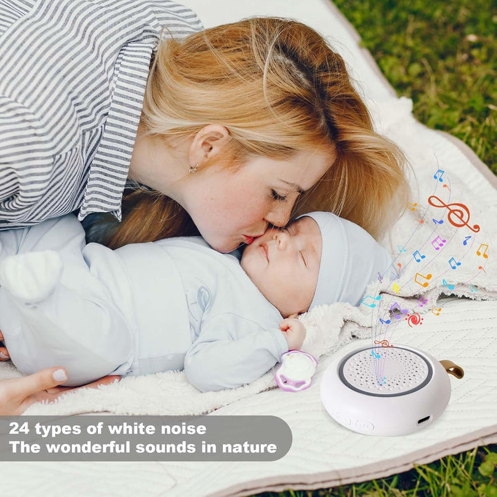 Tragbare White Noise Machine Baby, 24 Beruhigende Geräusche, Einschlafhilfe Babys Erwachsene, Weisse