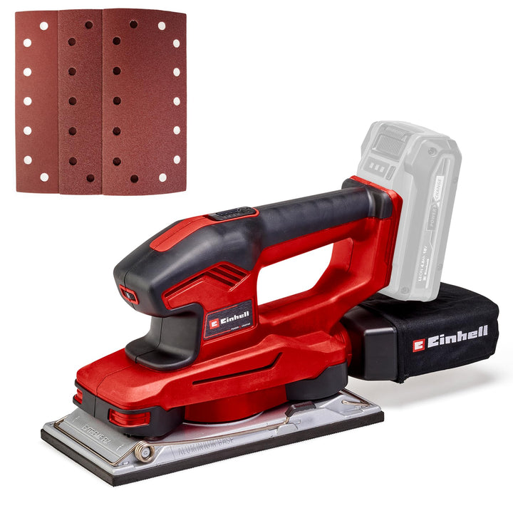 Einhell Akku-Schwingschleifer TE-OS 18/230 Li Solo (Drehzahlelektronik, Micro-Klett, Fussplatte aus