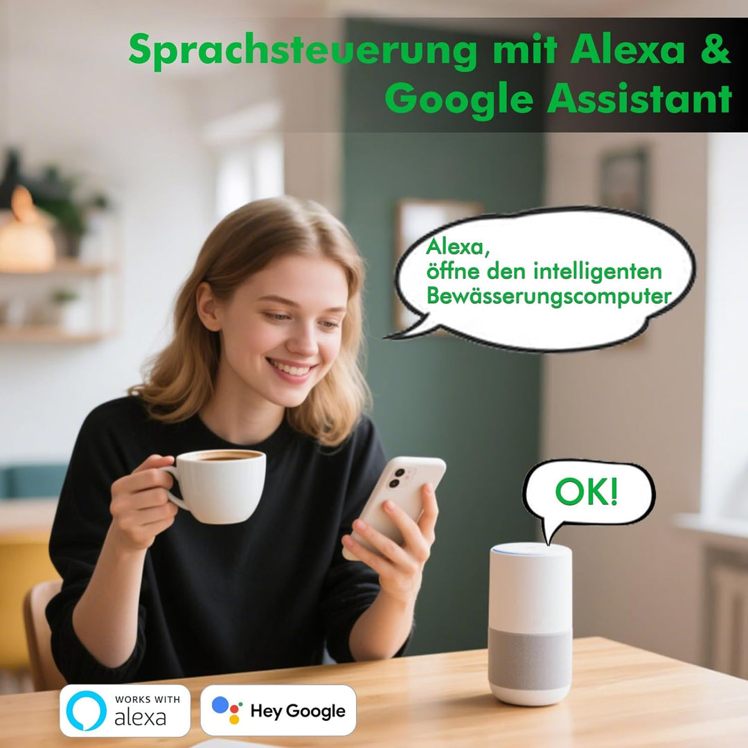 RESTMO WiFi-Bewässerungscomputer, programmierbare Wasserzeitschaltuhr für die Gartenbewässerung, 3 B