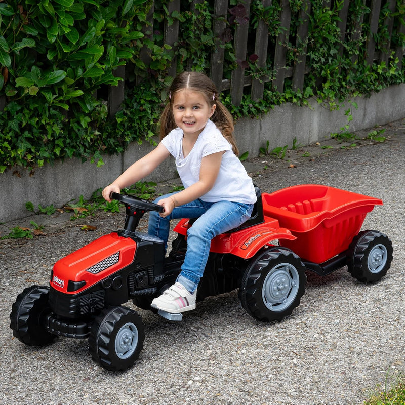 Lemodo Trettraktor ab 3 Jahre | Kinder Traktor in rot| Traktor zum draufsitzen | Kindertraktor mit A