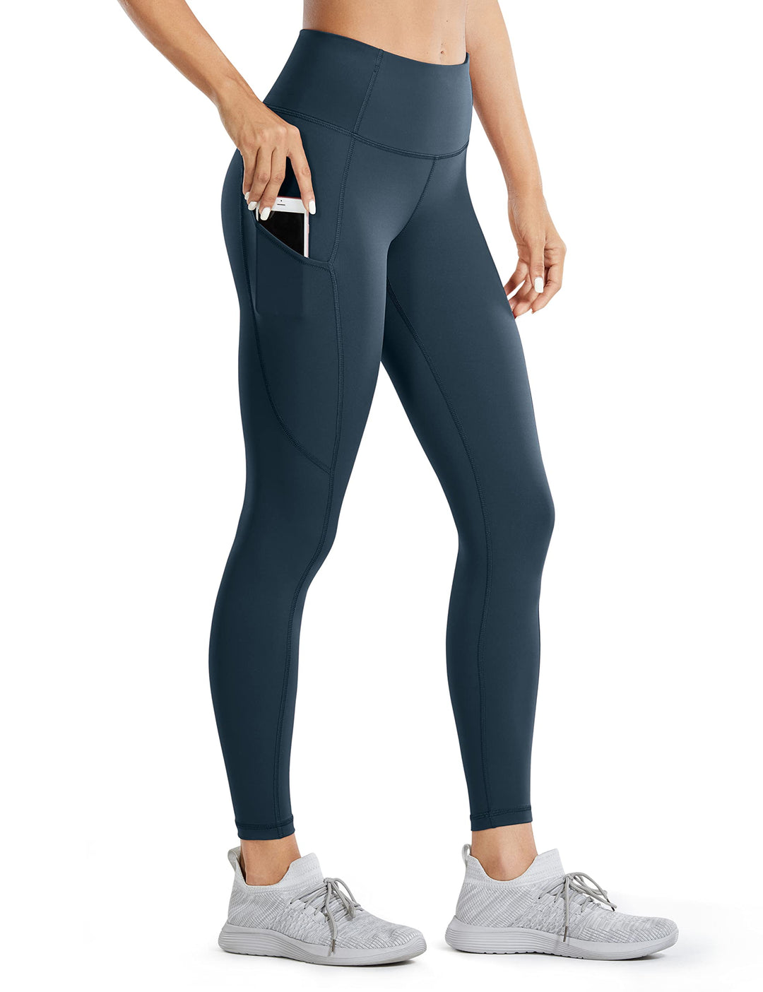 CRZ YOGA Damen Naked Feeling Sport Leggings mit Taschen High Waist Sporthose Gym Blickdicht Yogahose