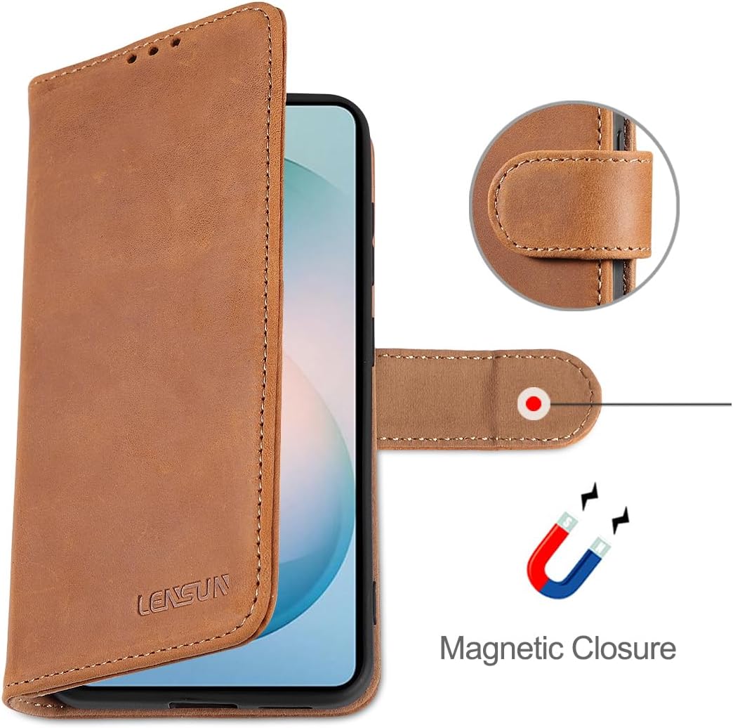 LENSUN Echtleder Hülle für Samsung Galaxy S26 Plus, Handyhülle [Premium Echtes Leder][RFID Schutz][K