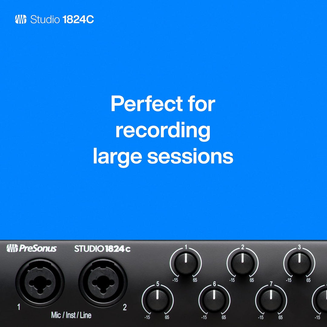 PreSonus Studio 1824c, 18 Eingänge/20 Ausgänge, 192 kHz, USB-C Audio Interface mit Software-Bundle i