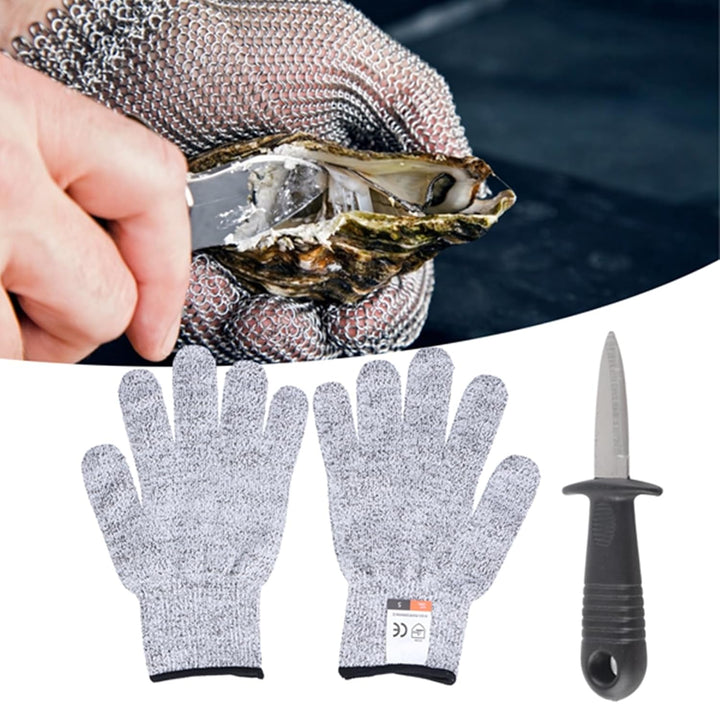 Austernmesser, Austern-Öffnungshandschuhe, Schutzstufe 5, Abriebfest, Austern-Shucker-Set, Austern-Ö