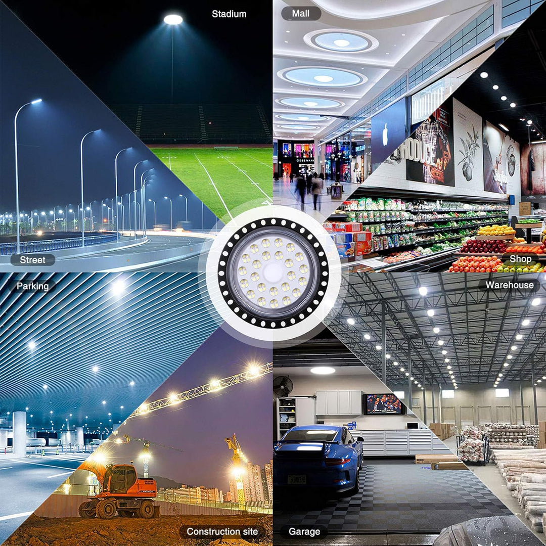 Viugreum Led Hallenstrahler, 300W UFO LED, 6000K-6500K Kaltweiss 120°Abstrahlwinkel Industrielampe,
