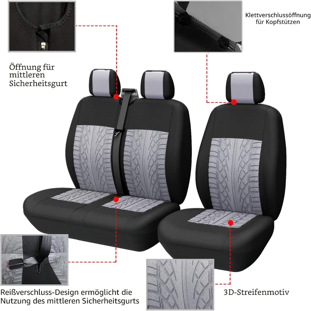 TOYOUN Universal Auto Van Sitzbezüge Komplettes Set für 5-Sitzer, Vordersitzbezüge mit 1+2 Doppelsit