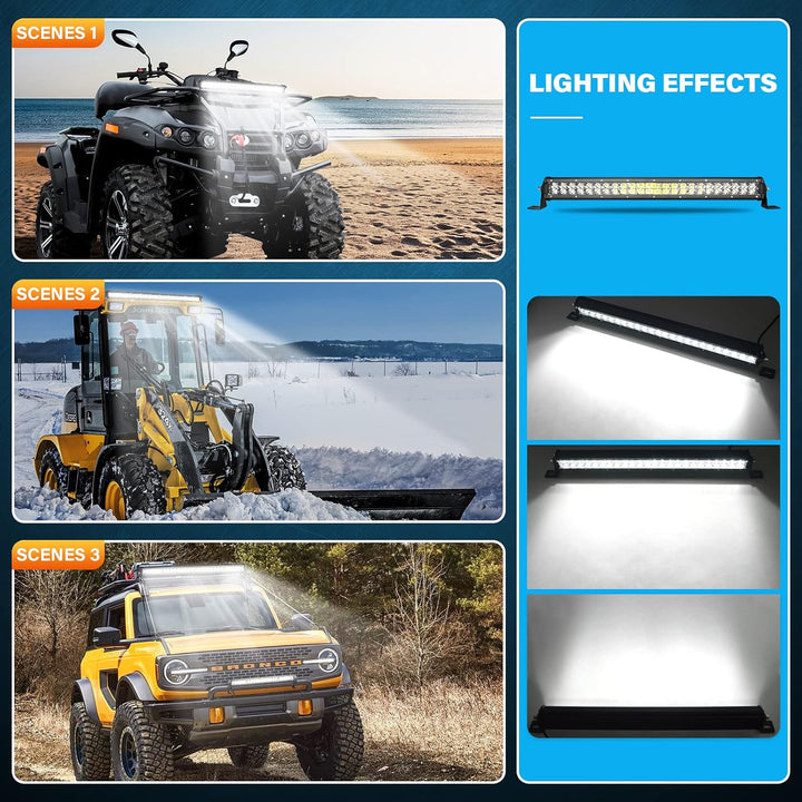 PICAA 20 Zoll 144W LED Lightbar 12V 24V, 6000K Weiss LED Lichtbalken Arbeitsscheinwerfer Bar Wasserd