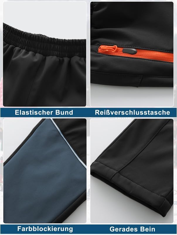 Zzkouine Kinder Softshellhose Schneehose Skihose Warme Hosen Jungen Mädchen Winterhose Outdoorhose W
