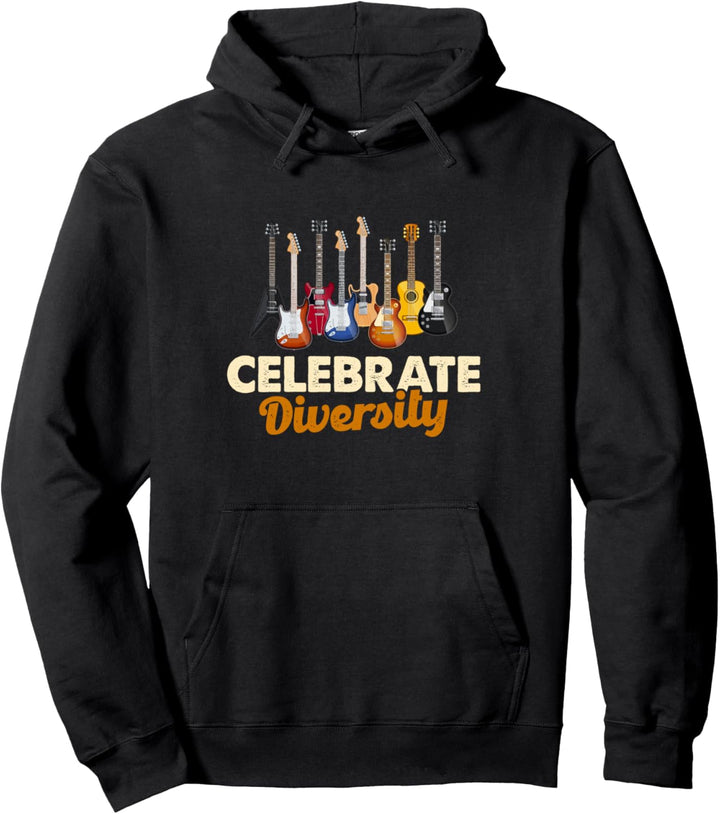 Celebrate Diversity - Electric Guitar - Instrument Guitarist Pullover Hoodie