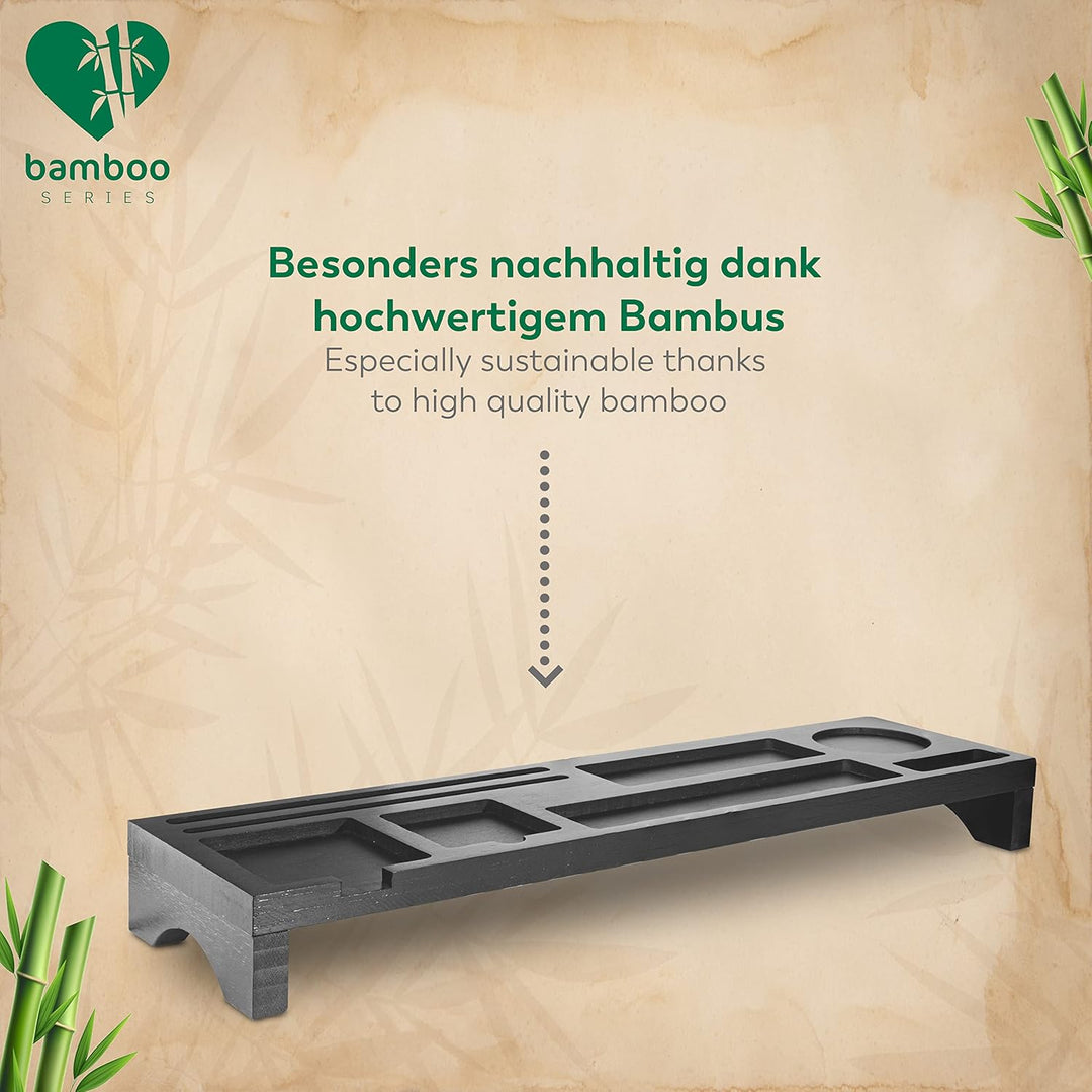 Rubberneck Bambus Schreibtisch Organizer mit Handy-, Tablethalterung - für Tastatur, Maus, Büro Zube