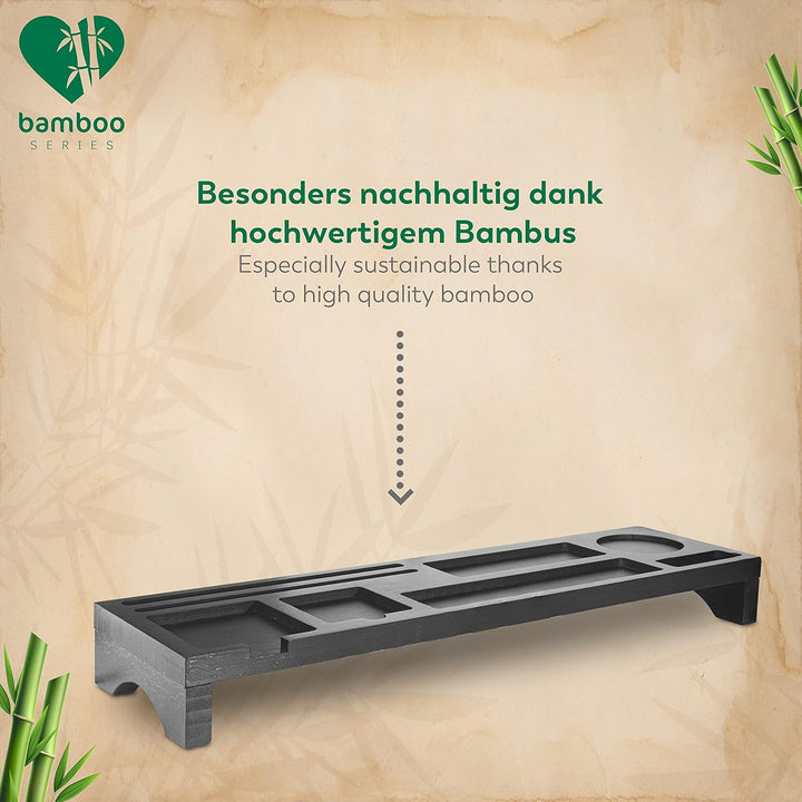 Rubberneck Bambus Schreibtisch Organizer mit Handy-, Tablethalterung - für Tastatur, Maus, Büro Zube
