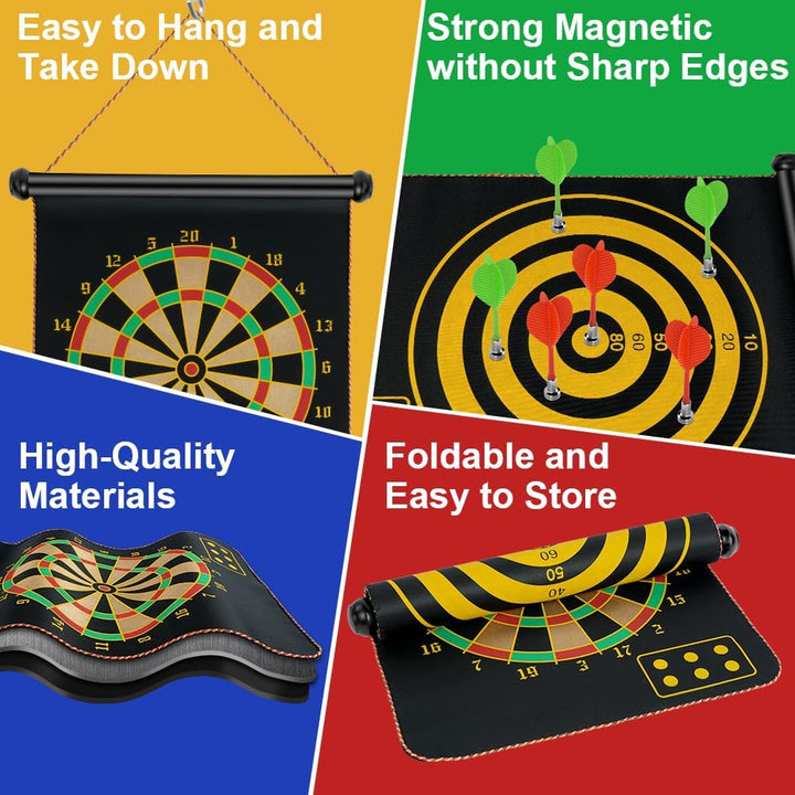 Flintronic Dartscheibe Magnetisch, Magnetisch Sichere Dartscheibe mit 14 Dartpfeilen, Dartscheibe Ju