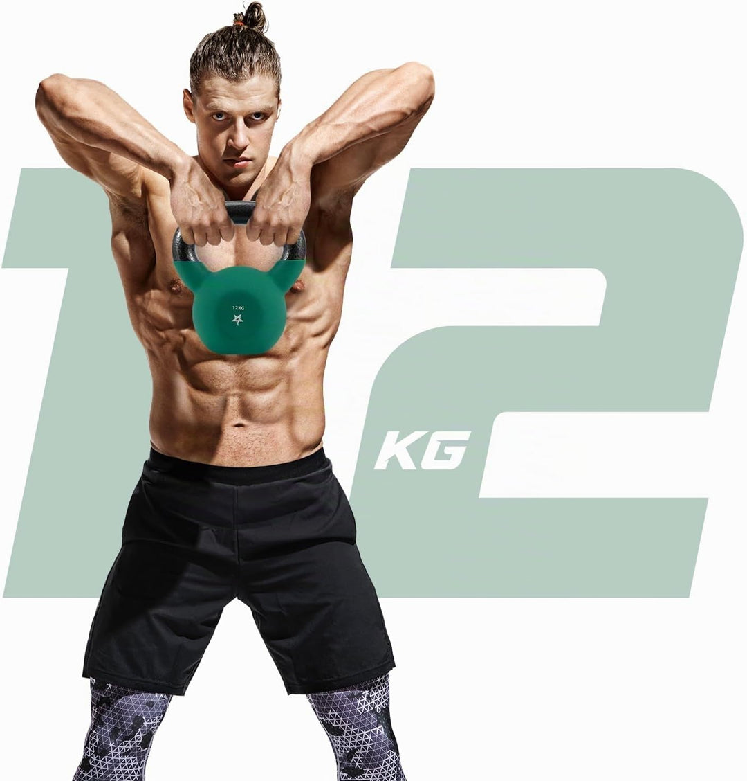 Yes4All 2-20 kg Cast Iron Kettlebell with Neoprene Coating, Multicoloured Kettlebells, Swing Dumbbel