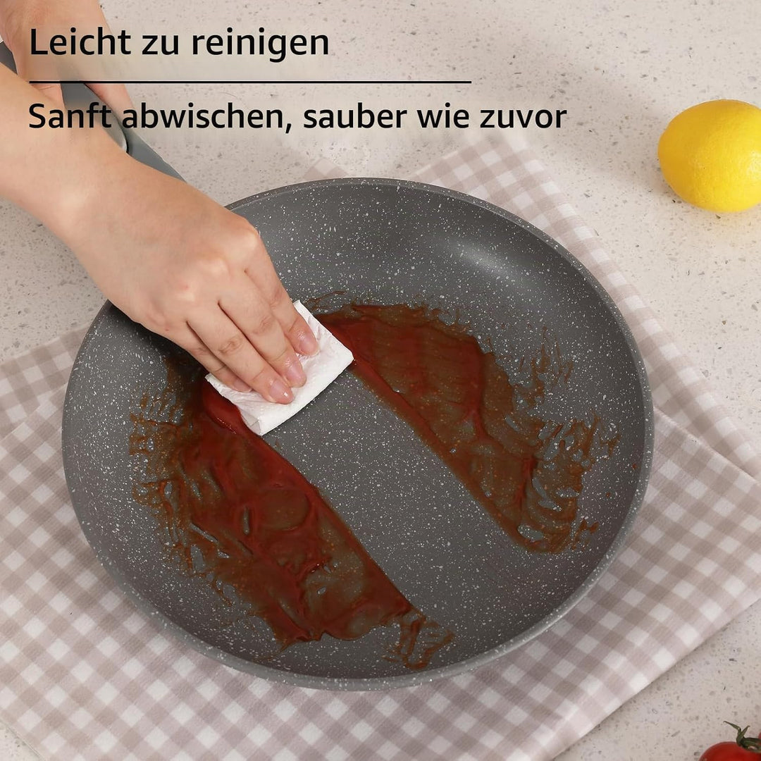 Keramik Töpfe &amp; Pfannen 5-teilig, 20/26cm Ungiftiges Kochgeschirr Set, Antihaft beschichtete Pfanne