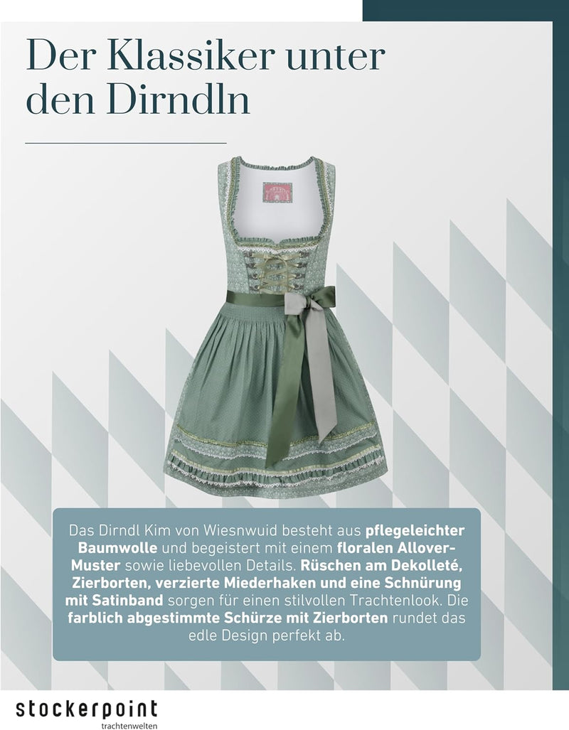 Stockerpoint Damen Dirndl Kim Kleid für besondere Anlässe 30 Salbei, 30 Salbei