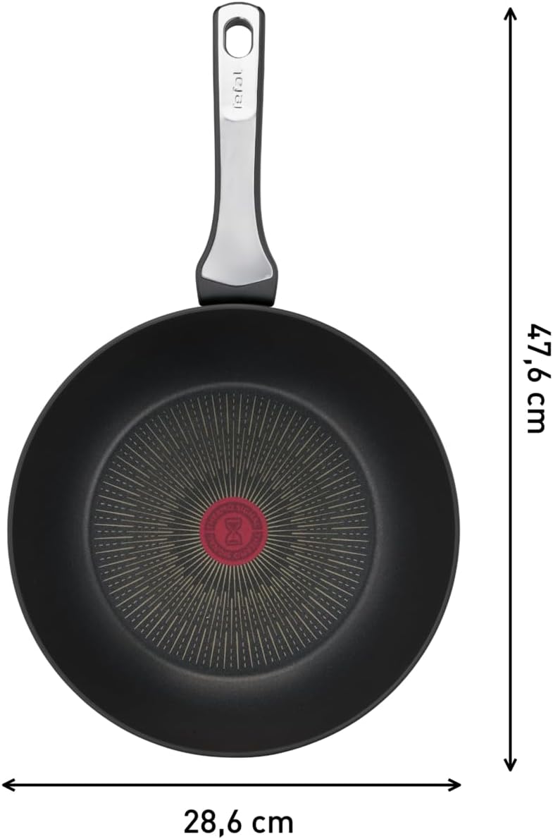 Tefal Unlimited On Wokpfanne 28 cm | G25919 | Kratzfeste Titanium 6X Antihaftversiegelung | THERMO-S