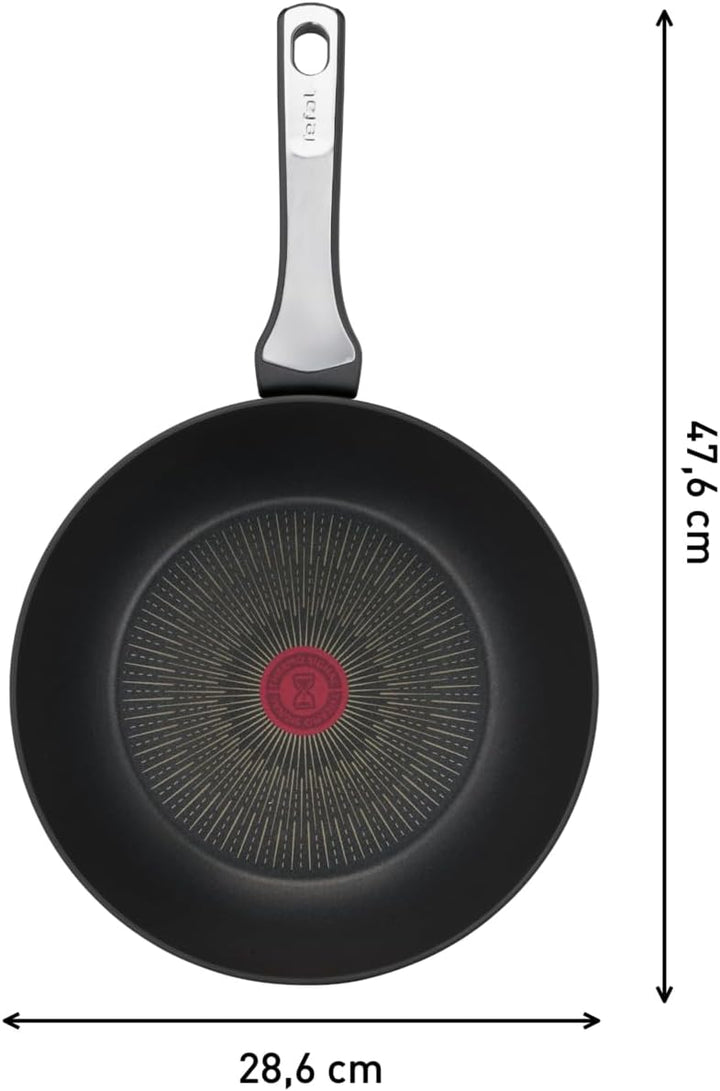 Tefal Unlimited On Wokpfanne 28 cm | G25919 | Kratzfeste Titanium 6X Antihaftversiegelung | THERMO-S