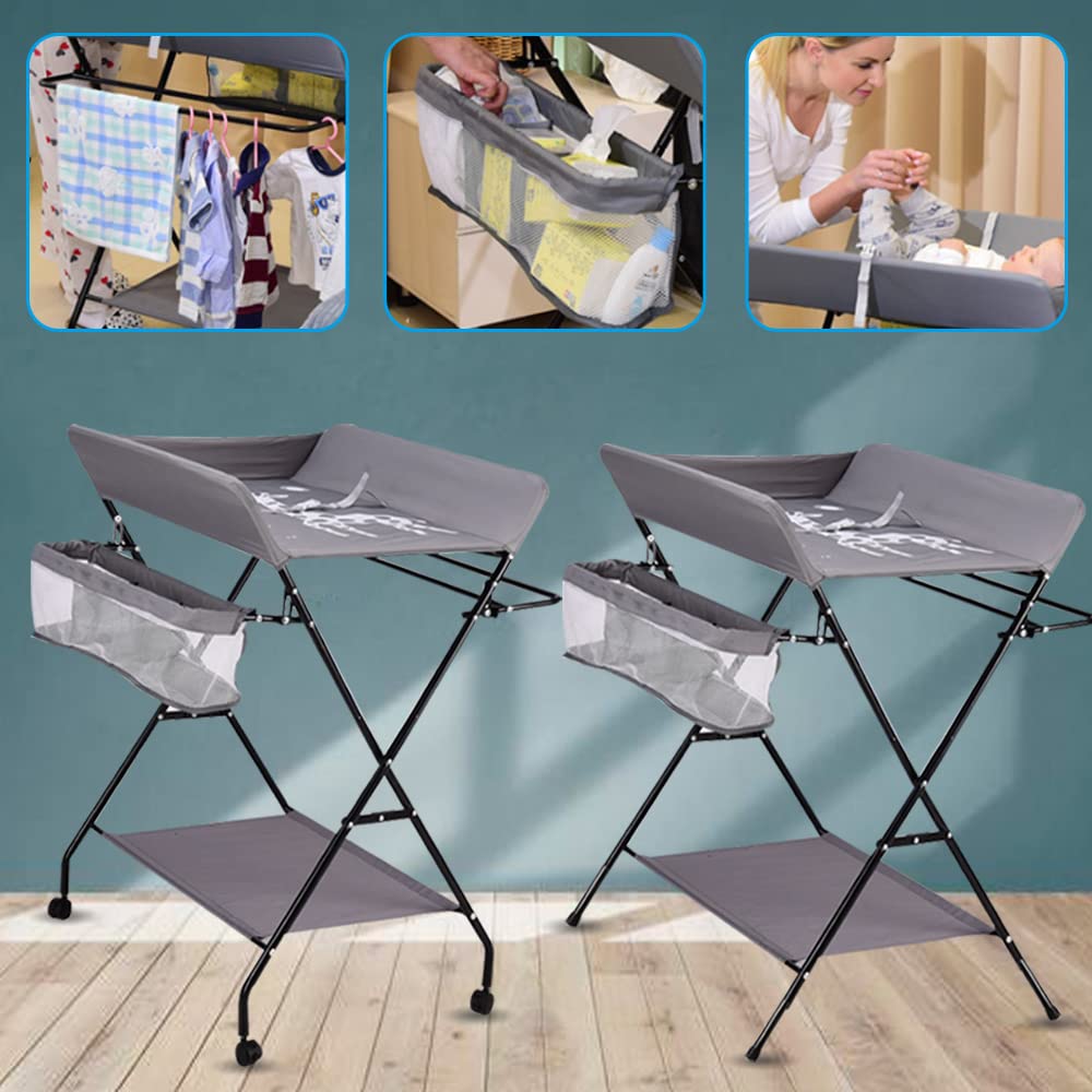 Baby Wickelkombi Mobiler Bade-Wickeltisch faltbar,klappbare Wickelkommode mobiler,Wickeltisch mit Wi