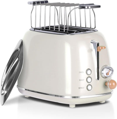 Wiltal Toaster Retro 2 Scheiben 6 Einstellbare Bräunungstufen，Edelstahl mit hochwertige Brötchenaufs