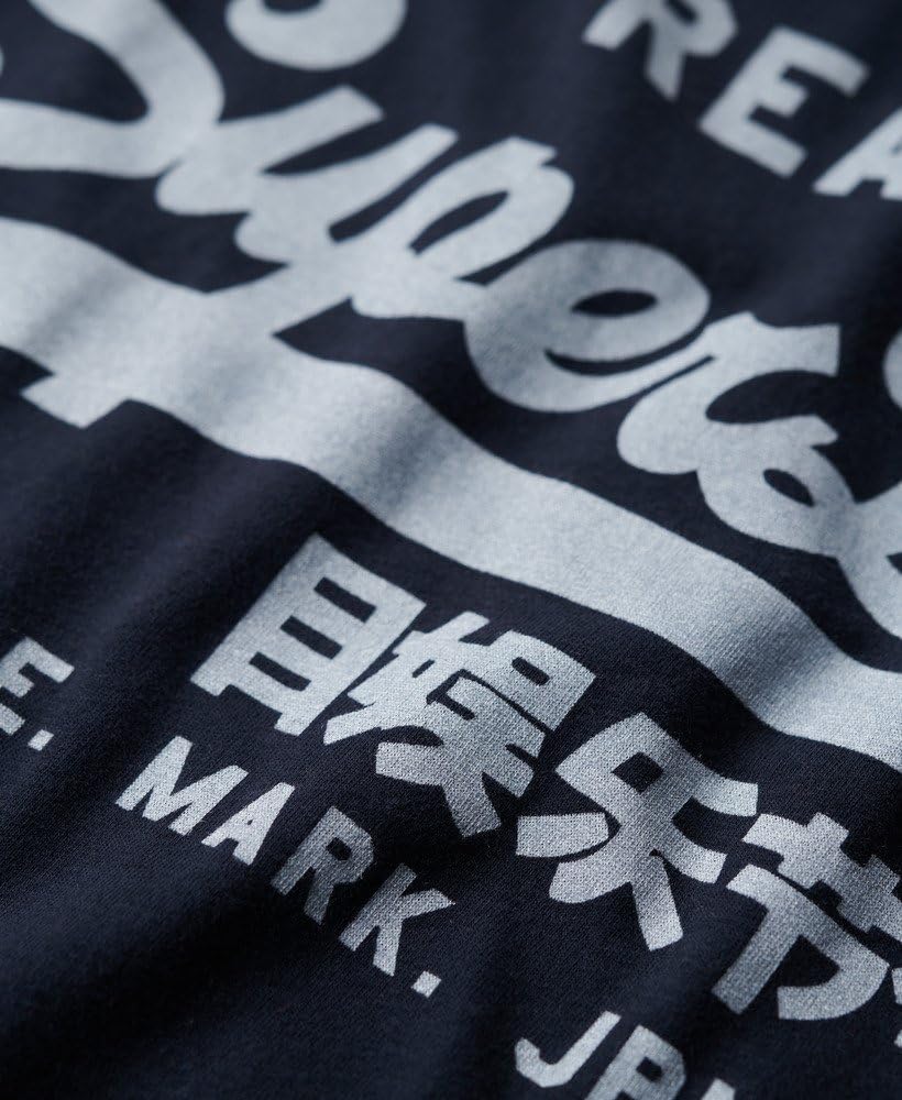 Superdry Herren Strukturiertes Vintage T-Shirt aus Bio-Baumwolle S Finster Marineblau, S Blau