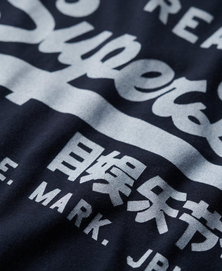 Superdry Herren Strukturiertes Vintage T-Shirt aus Bio-Baumwolle S Finster Marineblau, S Blau