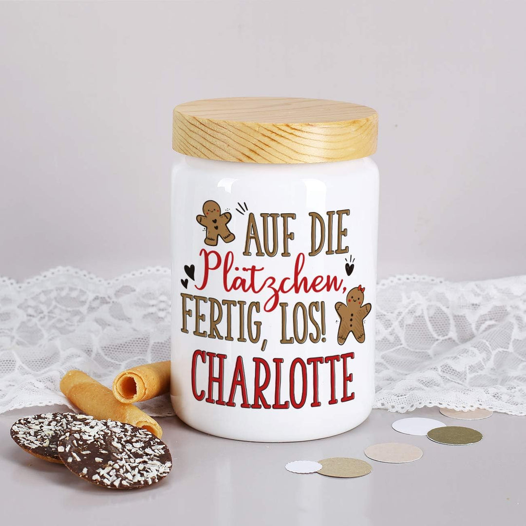 Herz & Heim® Keksdose personalisiert mit Ihrem Wunschnamen zu Weihnachten für Ihre Plätzchen (Lebkuc